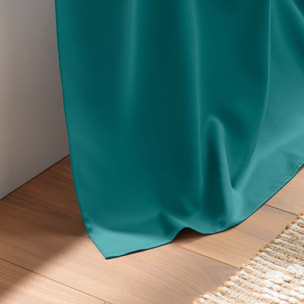 Rideau court obscurcissant 90 % adapté radiateur - Bleu Paon