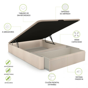 Canapé con cajón frontal en blanco y artic 135x190 cm Luxury Max 3D Artic