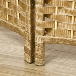 Paravent intérieur pliable 4 panneaux 160 x 170 cm - séparateur de pièce finition tressée - PP  bois pin beige