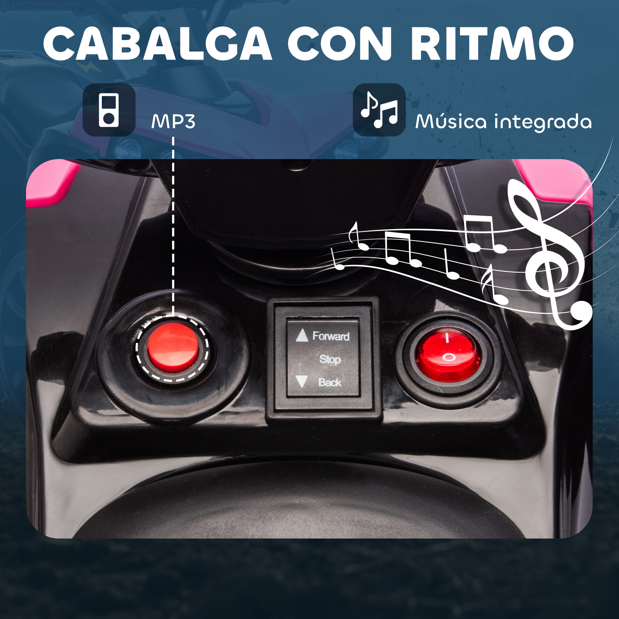 Quad Eléctrico para Niños 6 V, Quad para Niños de 37 a 72 Meses, Velocidad hasta 3â€¯km/h, con Faros y Música, Rosa