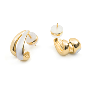 Pendientes de Lacado Blanco acabado en oro amarillo de 18k