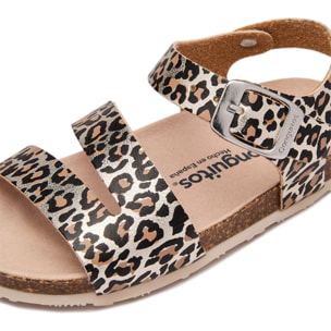 Sandalias Abiertas de Niña Bio Tiras con Estampado Leopardo