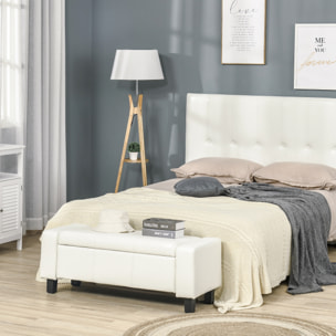 Banc coffre de rangement 2 en 1 revêtement synthétique capitonné 106L x 40l x 40H cm blanc