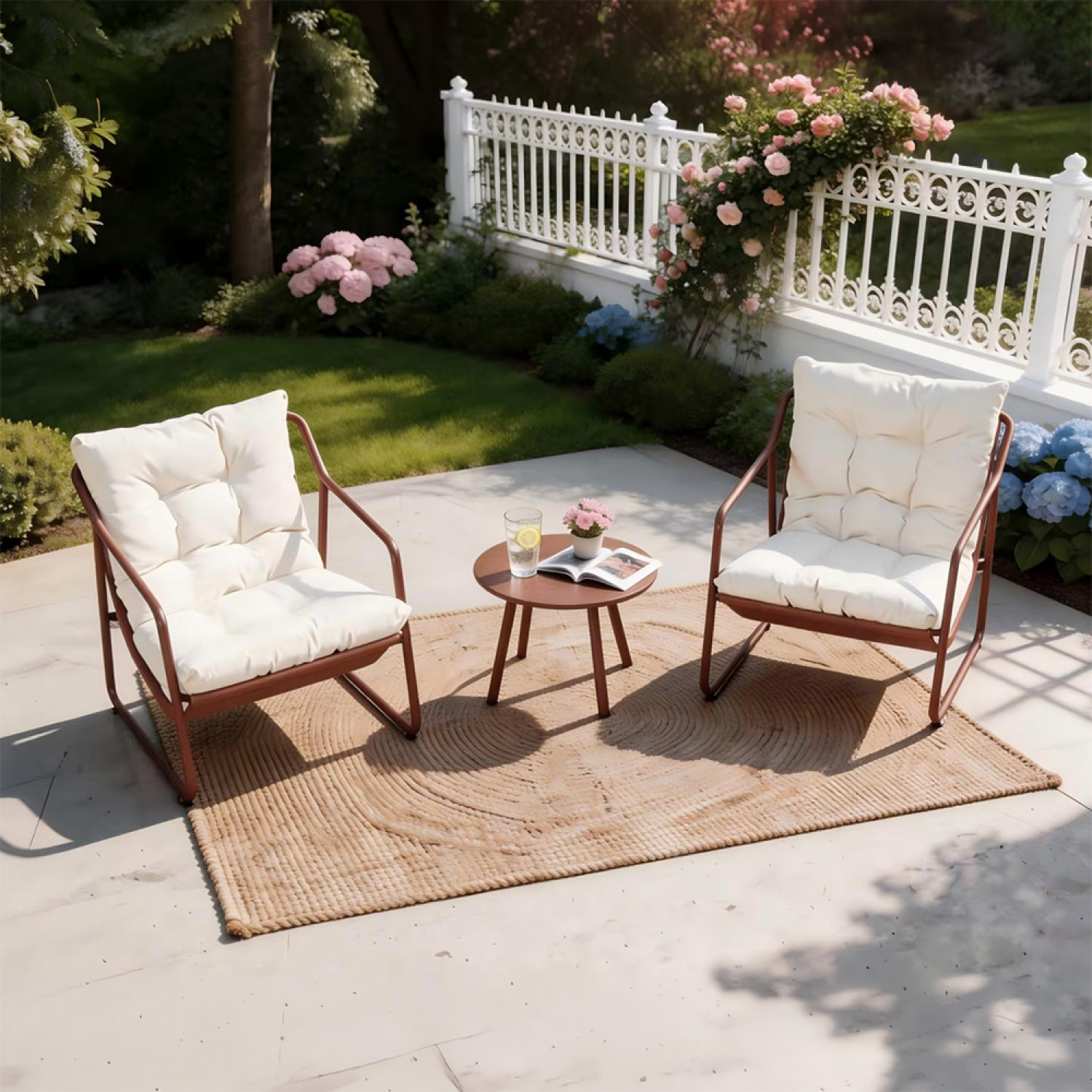 Ensemble de jardin 2 fauteuils terracotta avec table basse ANTHI