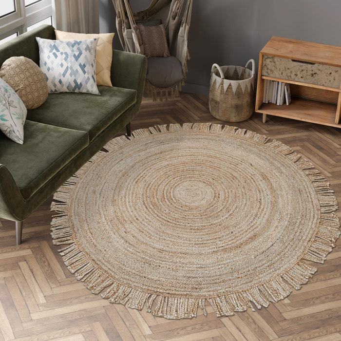 Tapis rond 200x200 rond JT SATCH Beige , tapis jute artisanal