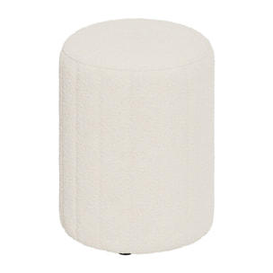 Pouf Eva rond en tissu blanc bouclé