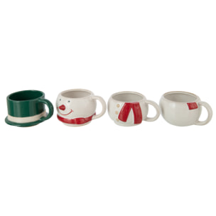 J-Line tasse 4 Parties Bonhomme De Neige - poterie - mix