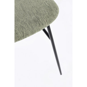 Set di sedie GLENNA in tessuto verde e rattan con gambe nere