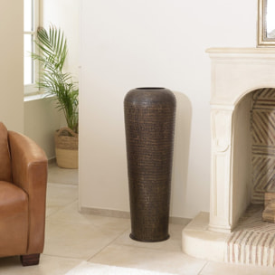 HONORE - Vase aluminium 30x85cm avec gravure couleur cuivre noir