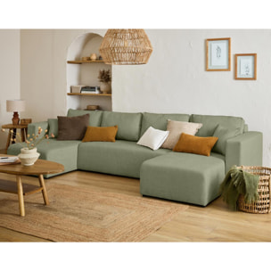 Topaze - canapé panoramique - 7 places - convertible avec coffre - en tissu - Vert