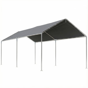 Carpa Garaje para Coche 3x6 m, Cochera Exterior Portátil con Marco de Acero Galvanizado, Impermeable, Anti-UV, Pabellón Gazebo de Jardín con Accesorios, para Eventos, Fiestas, Gris