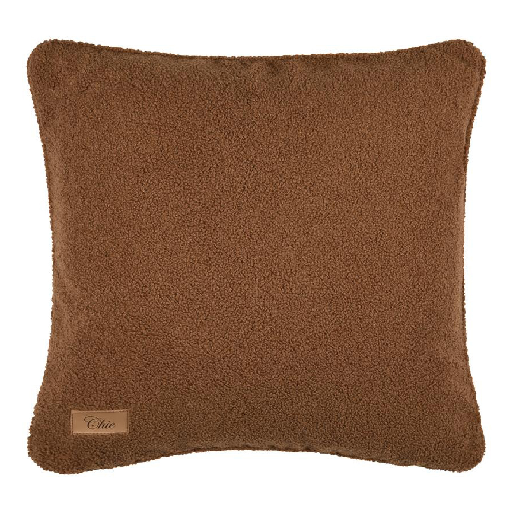 Coussin carré  - Effet bouclette - Marron Brun