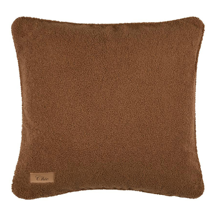 Coussin carré  - Effet bouclette - Marron Brun
