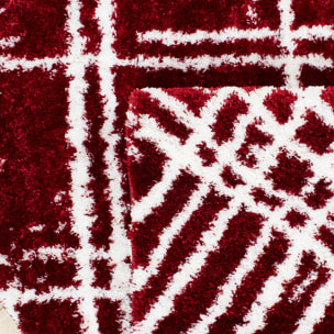 Oslo - tapis de salon à poils longs linéaires rouge