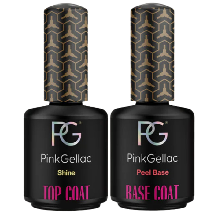Pink Gellac – Pack avantageux – Peel-Off Base Coat (15 ml) et Top Coat Shine (15 ml)