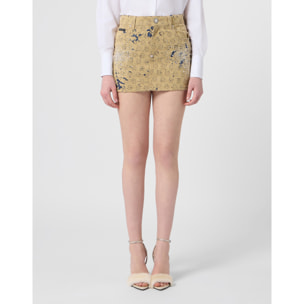 PHILIPP PLEIN Jacquard Mini Skirt Monogram Crystal