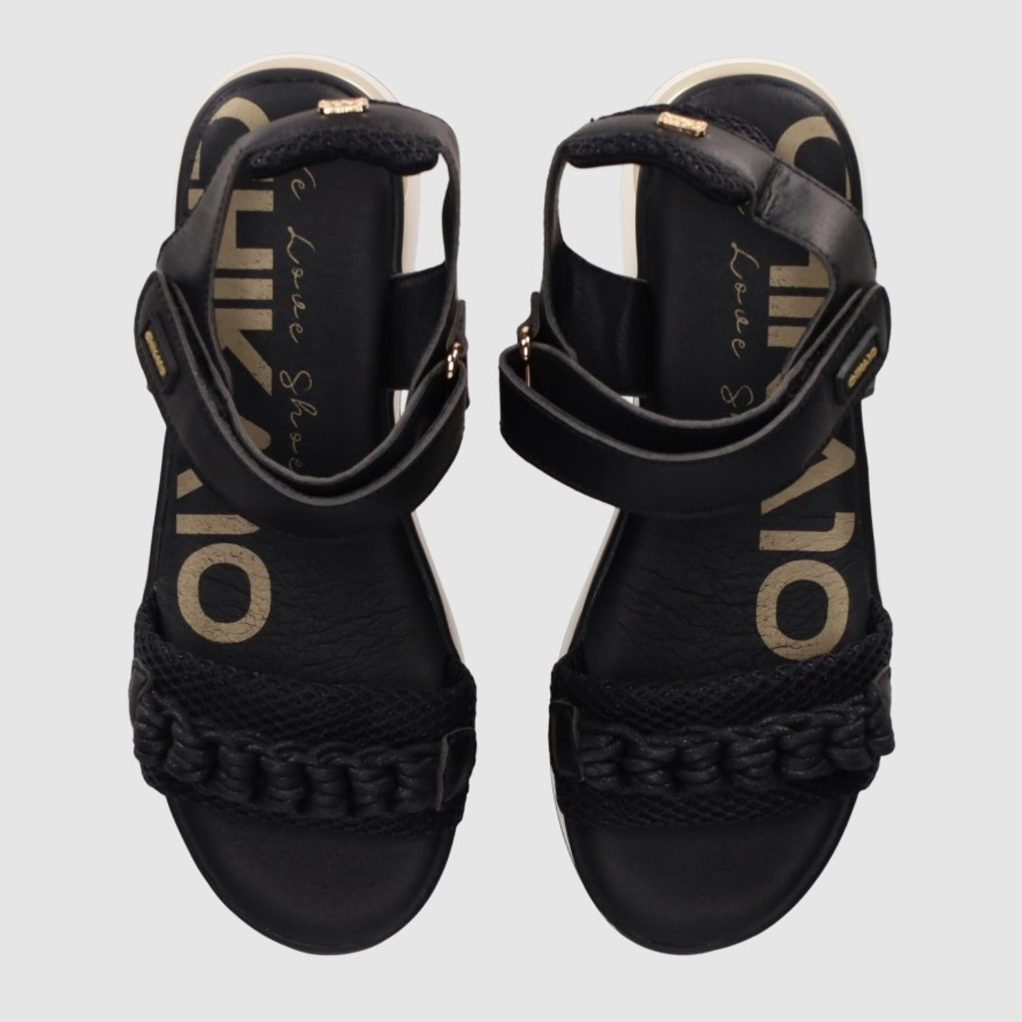 Sandalias de Piel Sintética - Negro - Tacón: 5 cm
