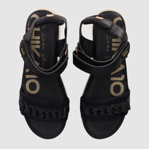 Sandalias de Piel Sintética - Negro - Tacón: 5 cm