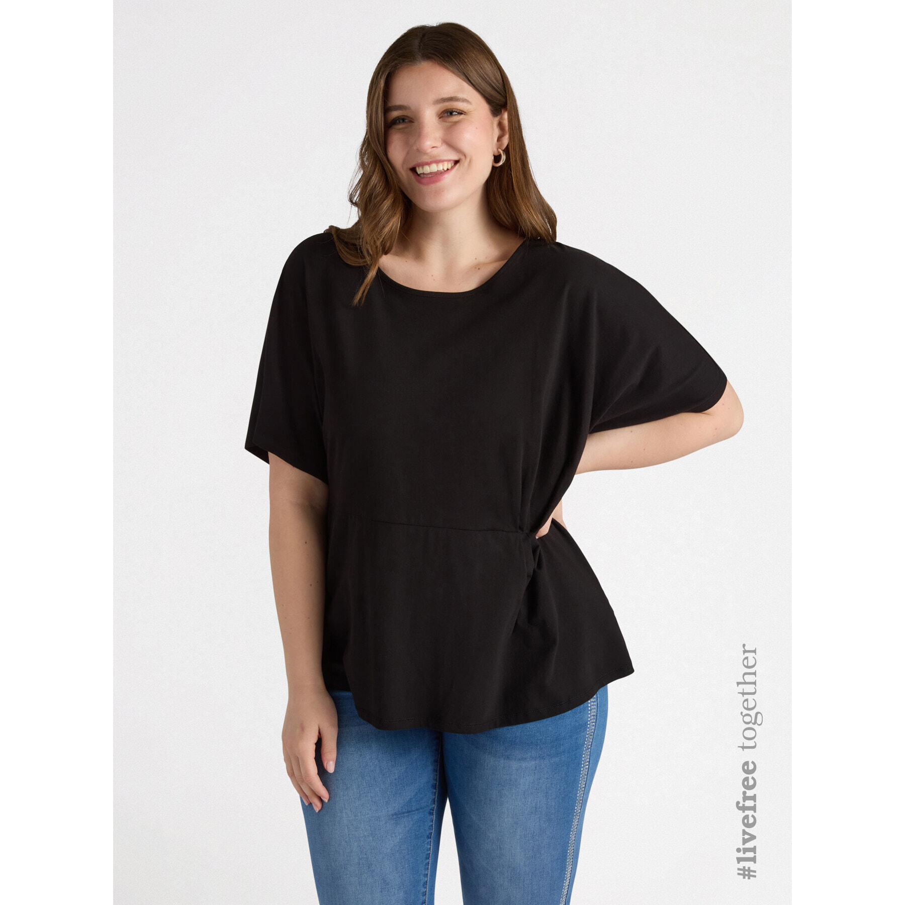 Fiorella Rubino - T-shirt con pieghe laterali - Nero