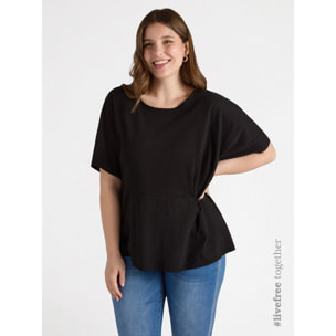 Fiorella Rubino - T-shirt con pieghe laterali - Nero