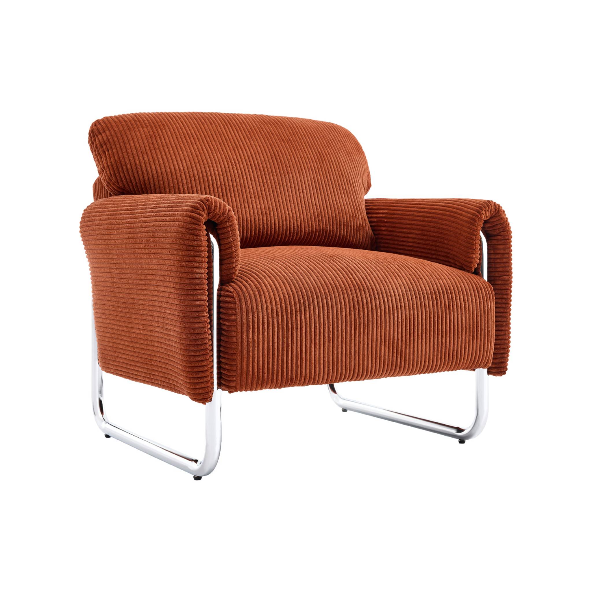 Fauteuil vintage velours côtelé armature chromée VINTAGE