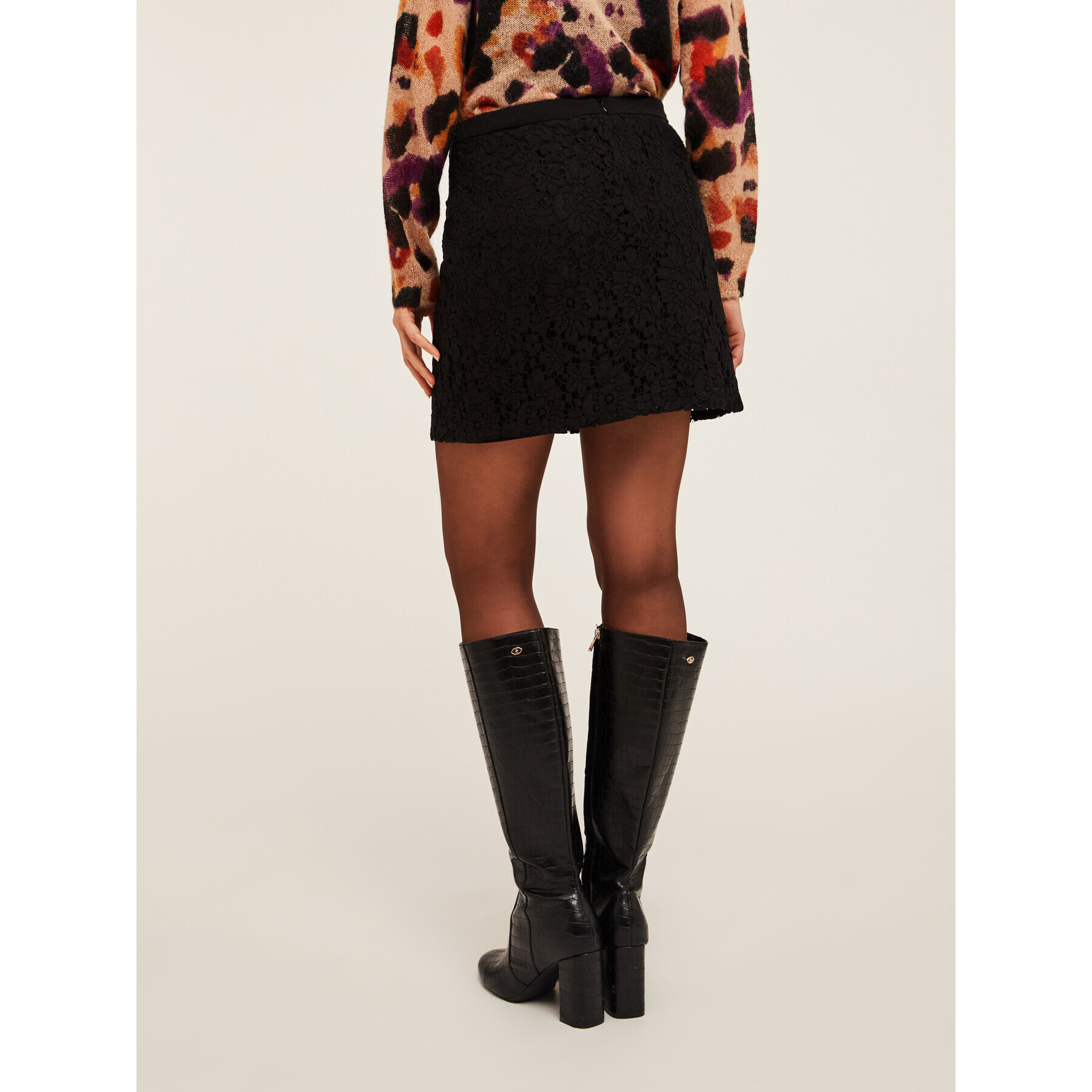 Motivi - Gonna corta in pizzo - Nero