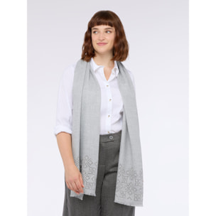 Fiorella Rubino - Sciarpa con applicazioni di strass e borchie - Grigio