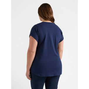 Fiorella Rubino - Camiseta con escote bordado - Azul