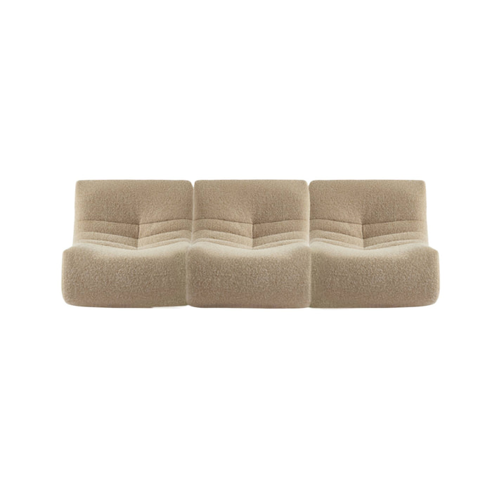 Chauffeuse tissu effet alpaca 3 places. beige. style contemporain. L 91 x P 105 x H 72cm
