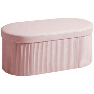 Puff Almacenaje, Banco Almacenaje Plegable, 72 L, 76x38x35 cm, Tapizado en Terciopelo, Baúl de Almacenamiento, Carga 120 kg, Taburete para Sala de Estar, Dormitorio, Entrada, Rosa