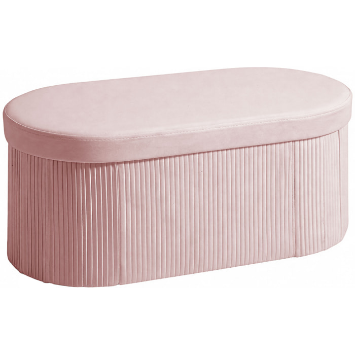 Puff Almacenaje, Banco Almacenaje Plegable, 72 L, 76x38x35 cm, Tapizado en Terciopelo, Baúl de Almacenamiento, Carga 120 kg, Taburete para Sala de Estar, Dormitorio, Entrada, Rosa