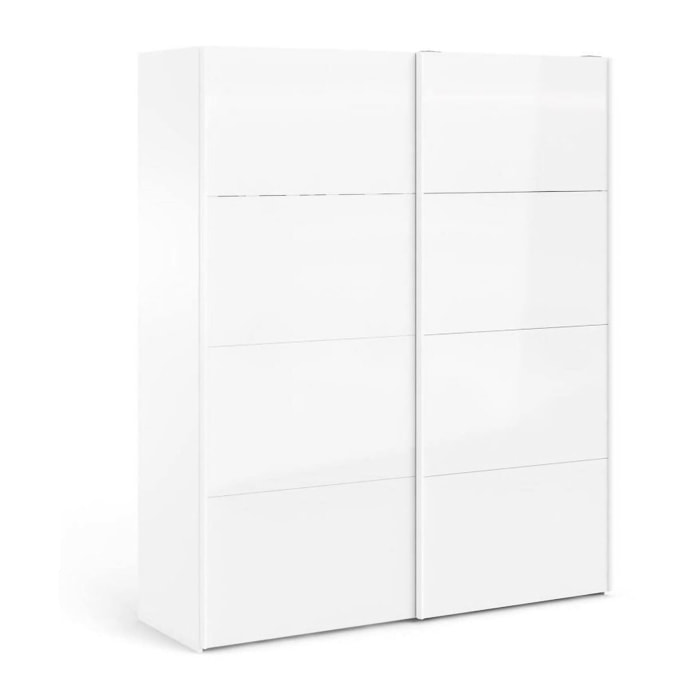 Guardaroba 2 ante Badesse, Mobile camera da letto, Cabina armadio portabiti, Armadio appendiabiti, 182x62 h220 cm, Bianco lucido