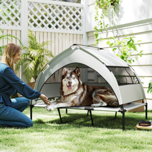 Lit pour chien sur pieds grande taille XXL avec auvent gris