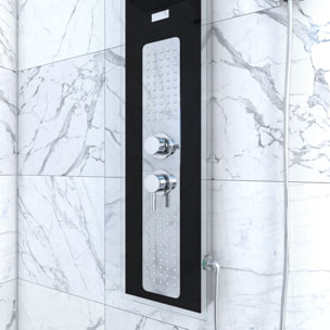 Colonne de Douche à Hydromassage 22x125cm - Verre Trempé avec plaque Inox - ALPHA BLACK