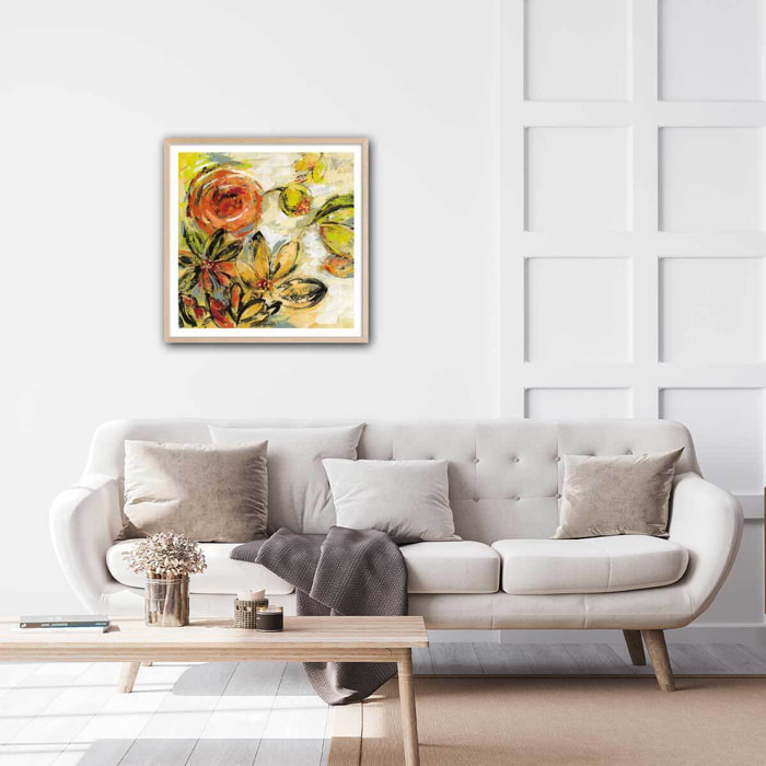 Poster sunny flower Affiche + cadre en bois - Chêne