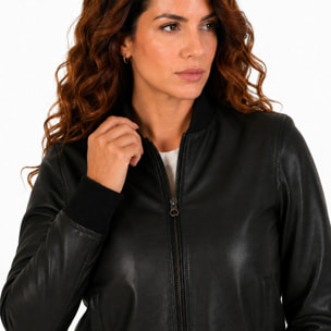 Bomber in pelle di vitello Nero
