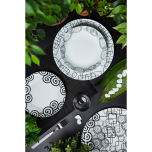 Service assiettes 12 pièces Excelsa – Magic Black, Porcelaine Multicolore