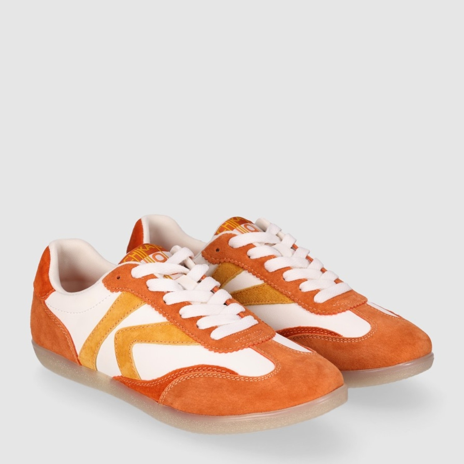 Deportivos de Piel - Naranja - Tacón: 1 cm
