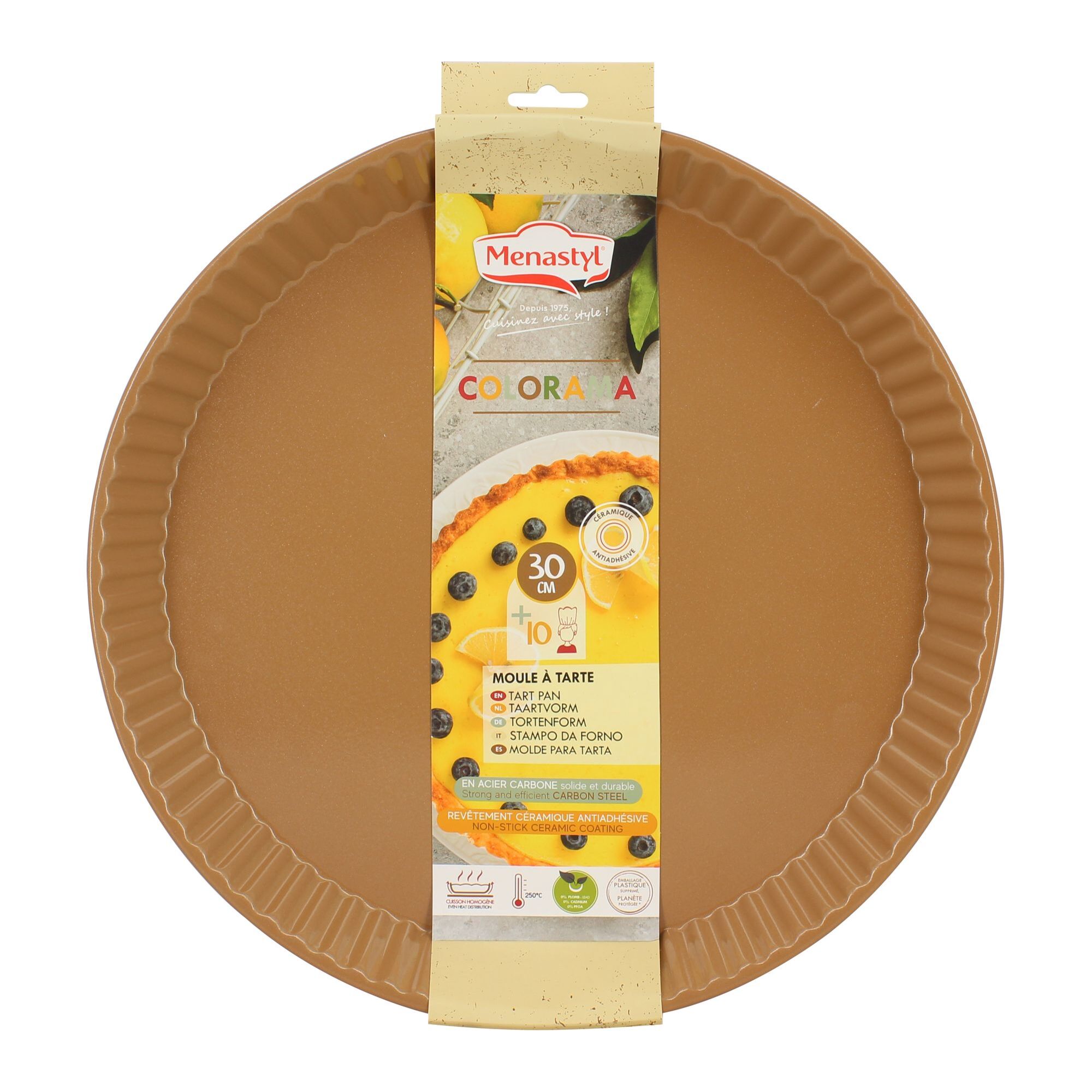 Moule à tarte en acier carbone noisette 30cm COLORAMA