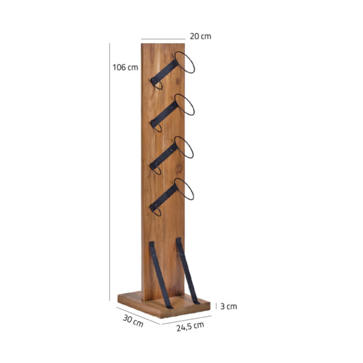 Range bouteilles 4 cases H106 cm en bois de teck et métal noir - SHOKO