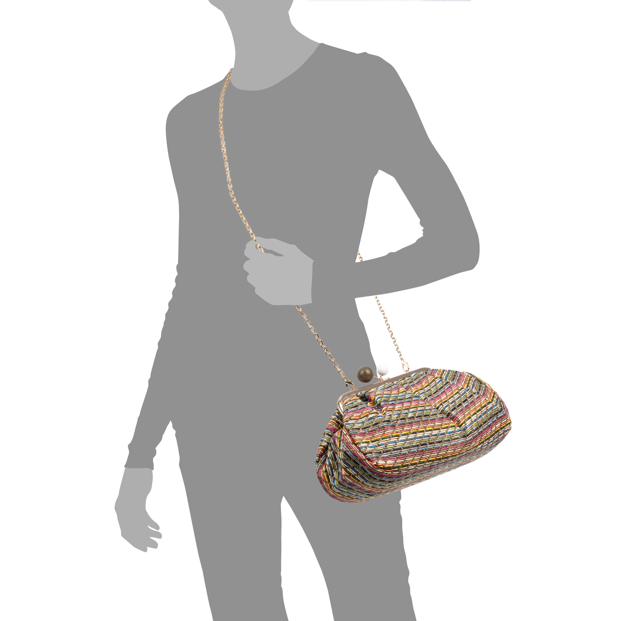 Boesio Bolso bandolera Mujer. Fabricado en rafia sintética entrelazada.