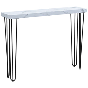 Mesa Consola Moderna Mesa de Entrada con Patas de Acero Antivuelco Mueble de Recibidor para Salón Pasillo 110x25x79,5 cm Blanco