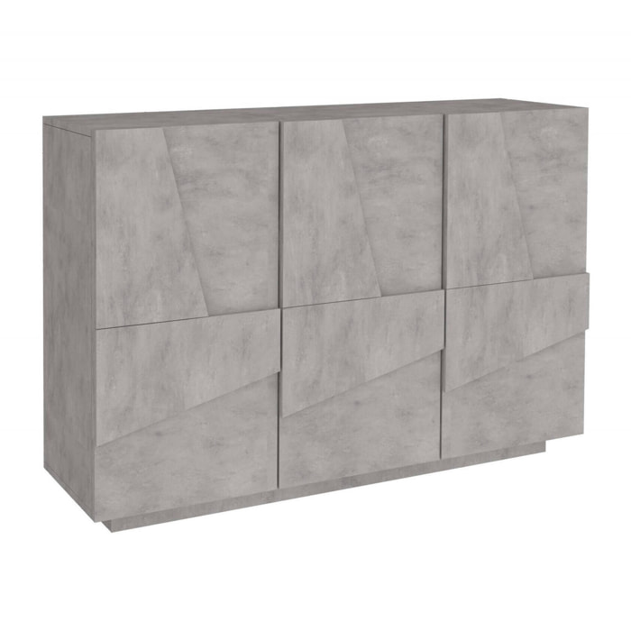 Mobile da ingresso a 3 ante e ripiani interni, Made in Italy, Entratina moderna, Credenza per atrio, cm 121x38h86, colore Grigio Ardesia