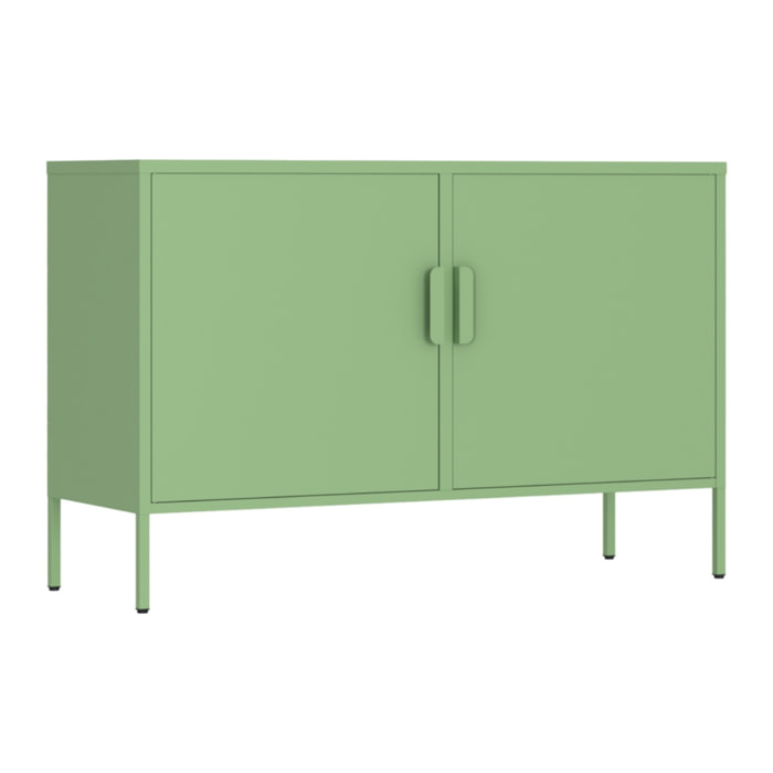 Credenza in metallo 2 ante 100x40x72cm verde salvia - Pop