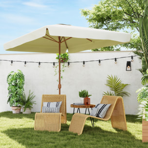 Sombrilla de Terraza Exterior 300x200 cm Parasol de Terraza Exterior con Ángulo Ajustable Mástil de Aluminio Manivela y Protección UV 50+ Sombrilla para Jardín Patio Beige