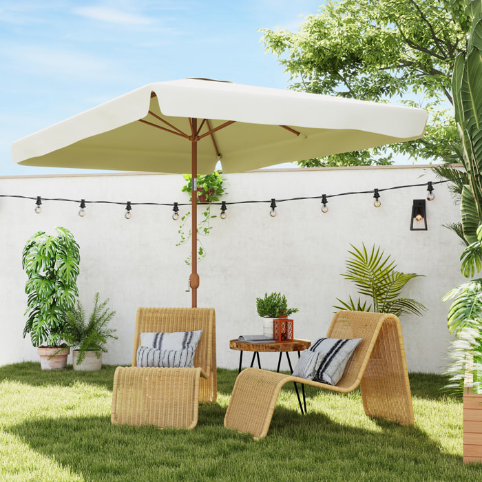 Sombrilla de Terraza Exterior 300x200 cm Parasol de Terraza Exterior con Ángulo Ajustable Mástil de Aluminio Manivela y Protección UV 50+ Sombrilla para Jardín Patio Beige