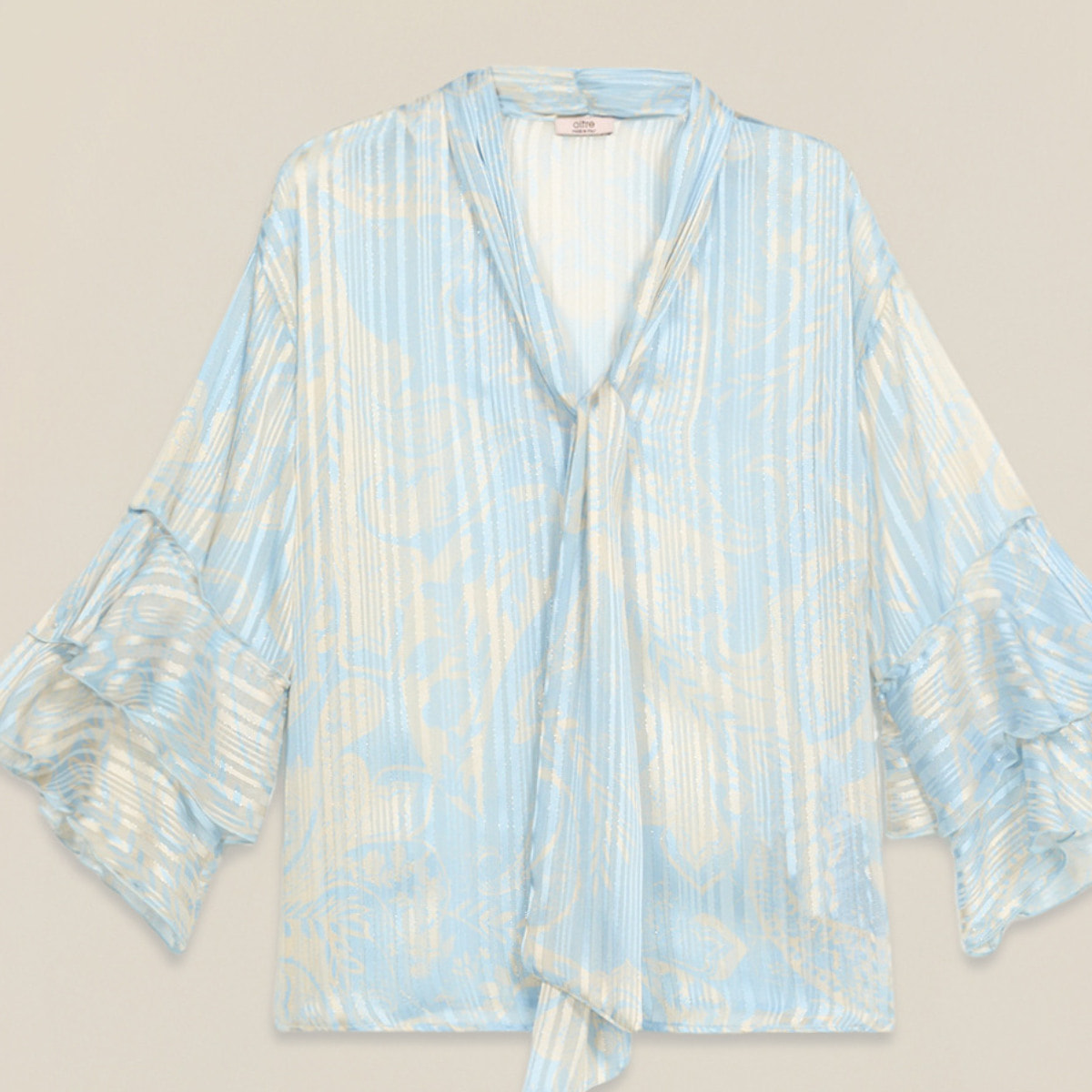 Oltre - Blusa de gasa con volantes - Light - blue