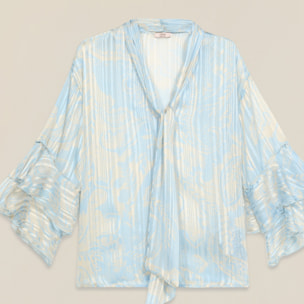Oltre - Blusa de gasa con volantes - Light - blue