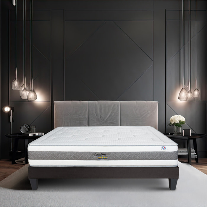 Matelas Sublime, 22 cm, Mémoire de Forme et Mousse Haute Densité, Soutien Mi-Ferme, Déhoussable, Fabrication Française