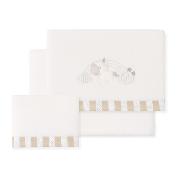 Juego sábanas Coralina para carro o capazo mod. Unicornio Nube